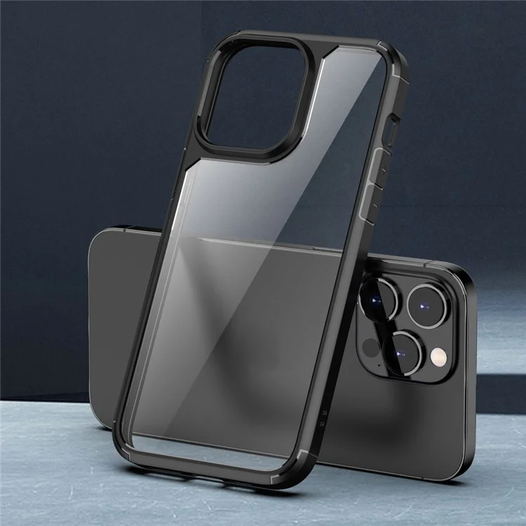 For iPhone 14 6.1 inch Shockproof Anti-scratch Mobile Phone Case PC+TPU Hybrid Back Cover - Black