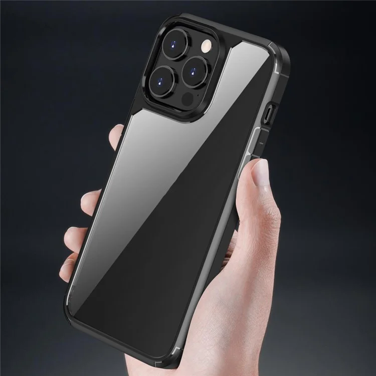 For iPhone 14 6.1 inch Shockproof Anti-scratch Mobile Phone Case PC+TPU Hybrid Back Cover - Black