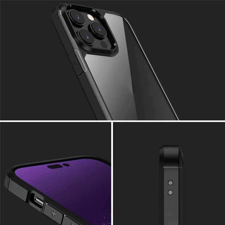 For iPhone 14 6.1 inch Shockproof Anti-scratch Mobile Phone Case PC+TPU Hybrid Back Cover - Black