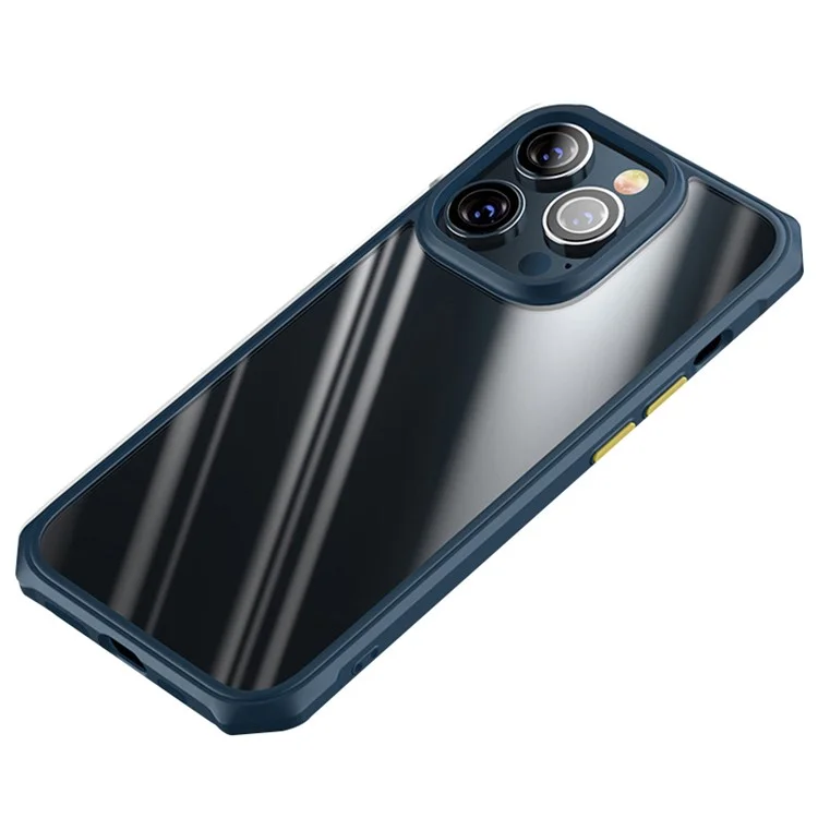 Case Mince Pour Iphone 14 6,1 Pouces Tpu + Couverture Anti-automne Acrylique - Bleu