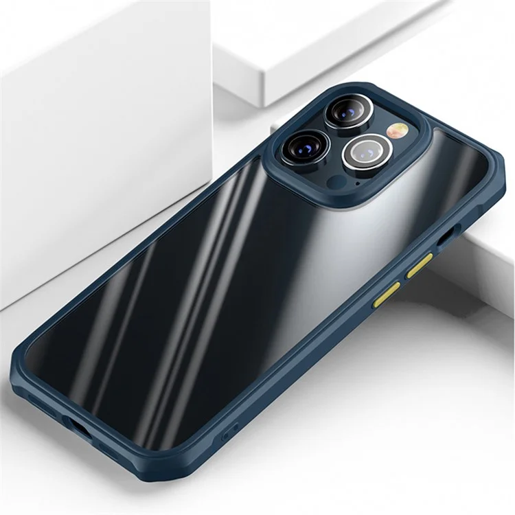 Case Mince Pour Iphone 14 6,1 Pouces Tpu + Couverture Anti-automne Acrylique - Bleu