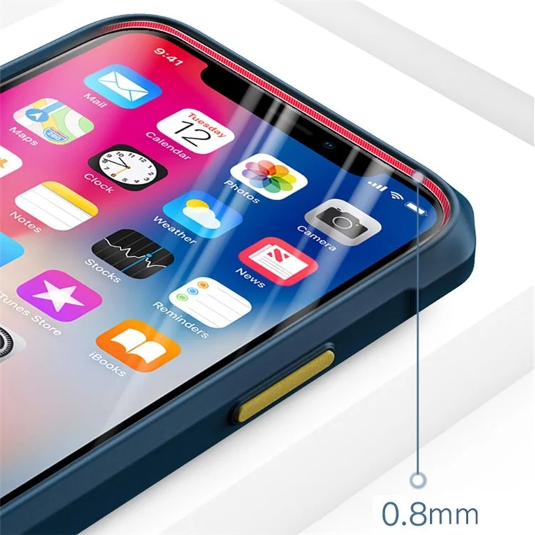 Case Mince Pour Iphone 14 6,1 Pouces Tpu + Couverture Anti-automne Acrylique - Bleu