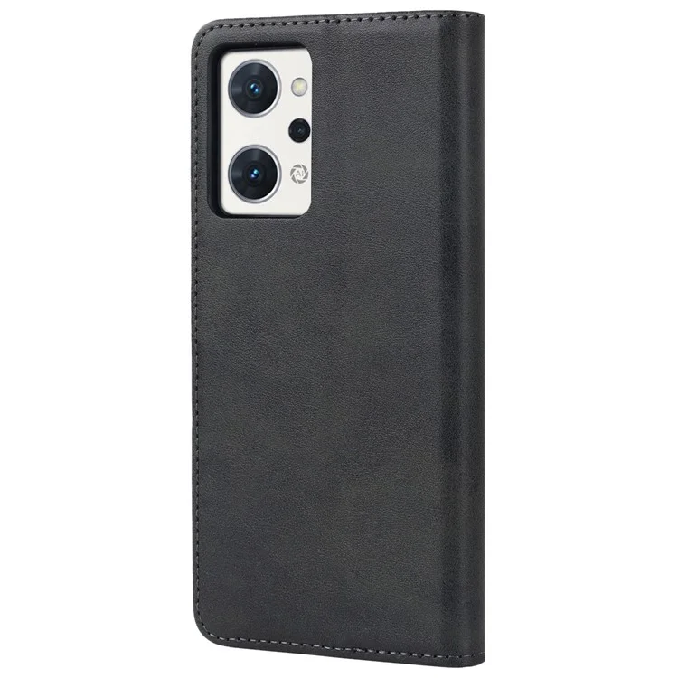 For Oppo Reno7 A (Japan Version) 5G PU Leather Wallet Case Stand Magnetic Auto-absorbed Shockproof Flip Cover - Black