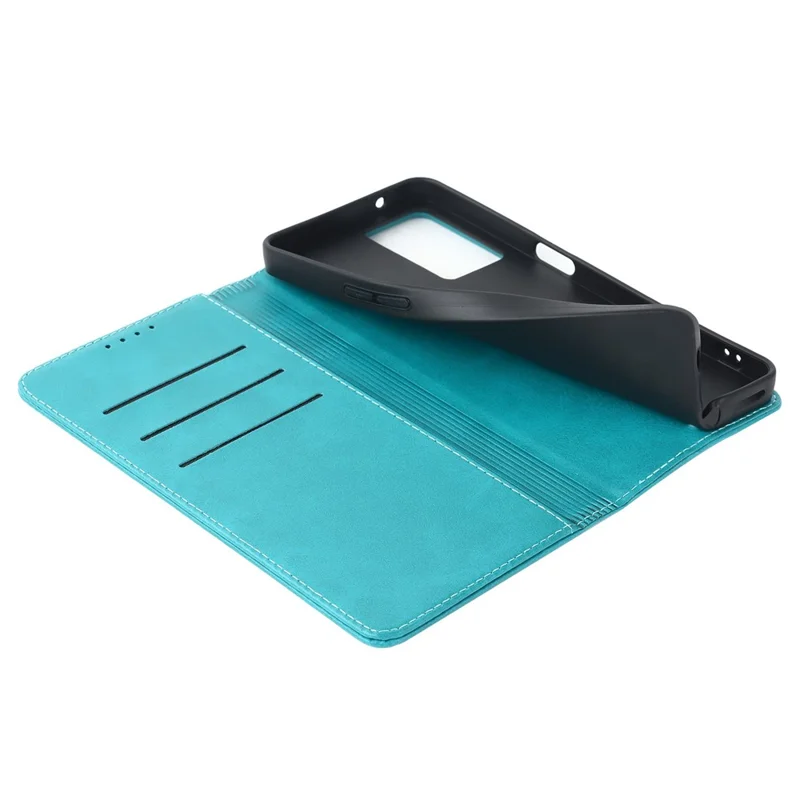 For Oppo Reno7 A (Japan Version) 5G PU Leather Wallet Case Stand Magnetic Auto-absorbed Shockproof Flip Cover - Sky Blue