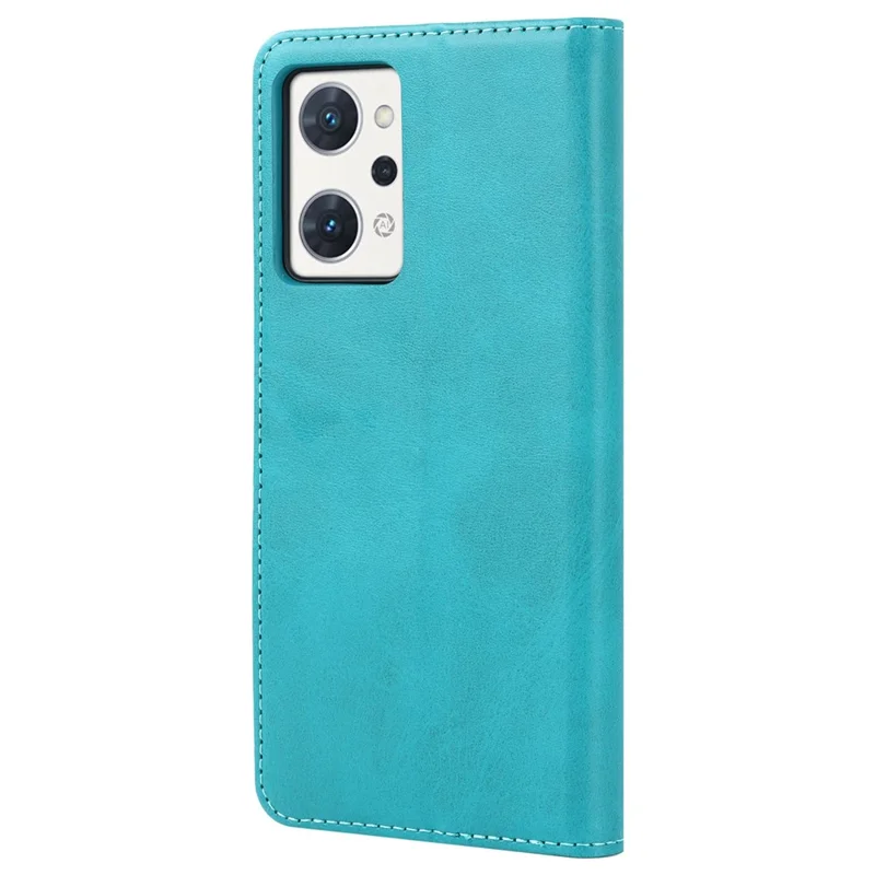 For Oppo Reno7 A (Japan Version) 5G PU Leather Wallet Case Stand Magnetic Auto-absorbed Shockproof Flip Cover - Sky Blue