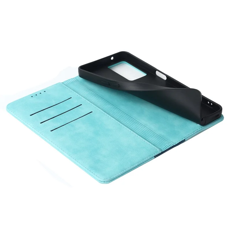 Bi-color Splicing Stand Wallet Case til Oppo Reno7 A (Japan Version) 5G, Folio Flip PU Læder Telefonbeskyttelse Indvendig TPU Skal - Lyseblå / Mørkeblå