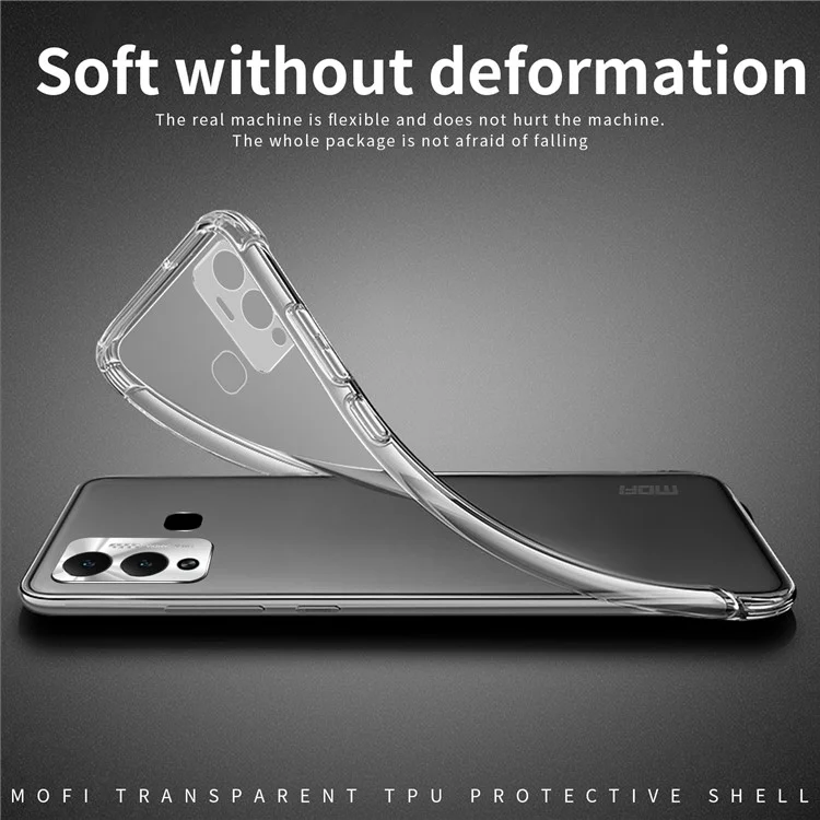 MOFI For Infinix Hot 12 Play 4G Anti-Fall Soft TPU Phone Case Non-Yellowing Transparent Mobile Phone Protective Back Cover