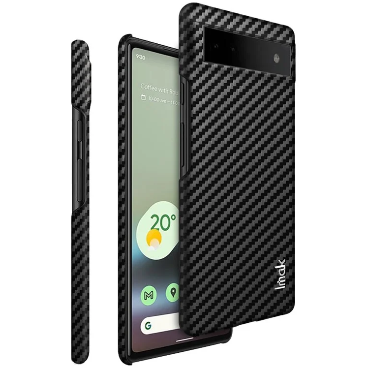 IMAK Ruiyi Series Carbon Fiber Texture Case für Google Pixel 6a, PU-Leder beschichtete PC Anti-Drop Telefon-Rückabdeckung