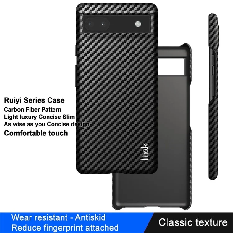 IMAK Ruiyi Series Carbon Fiber Texture Case für Google Pixel 6a, PU-Leder beschichtete PC Anti-Drop Telefon-Rückabdeckung