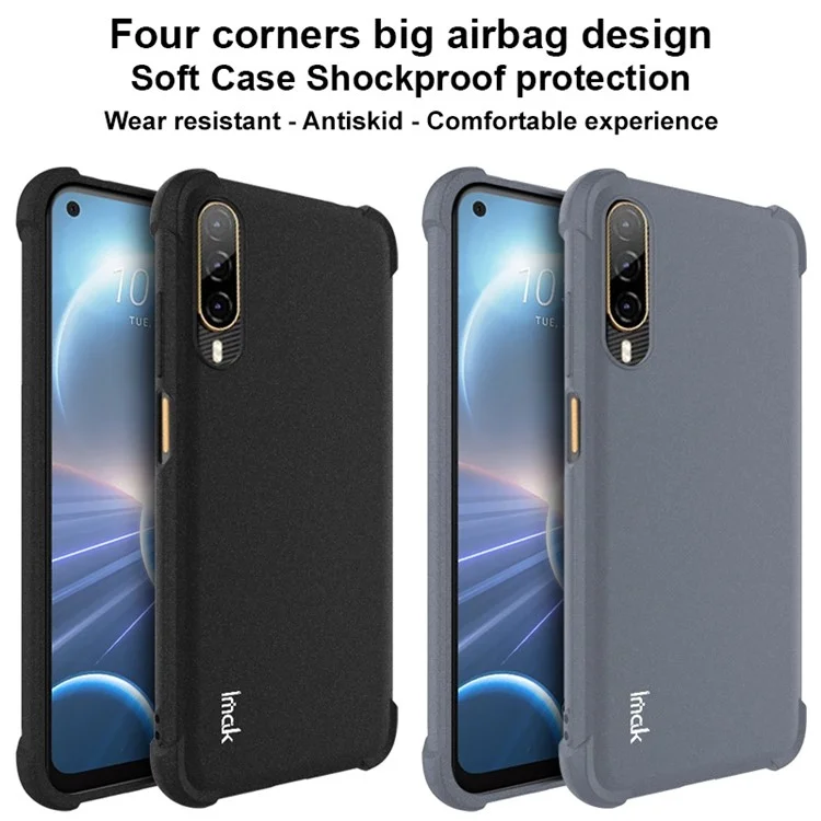 IMAK Pour HTC Desire 22 Pro 5G Coque de Téléphone à Surface Mate Quatre Coins Airbag Anti-chute Étui TPU - Noir
