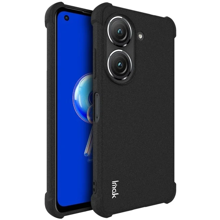 IMAK For Asus Zenfone 9 5G Anti-fingerprint Matte Phone Case Shockproof Airbag TPU Back Cover - Black