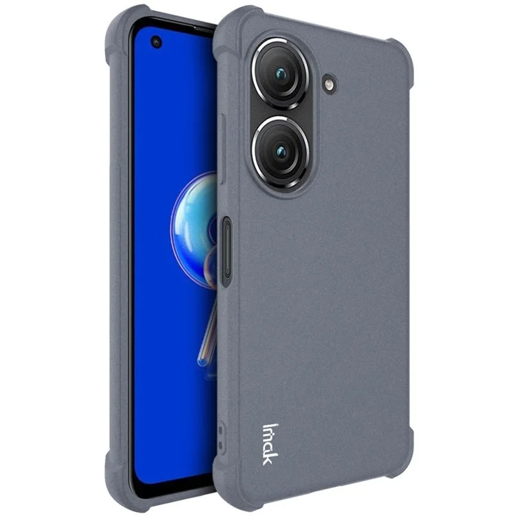 IMAK For Asus Zenfone 9 5G Anti-fingerprint Matte Phone Case Shockproof Airbag TPU Back Cover - Grey