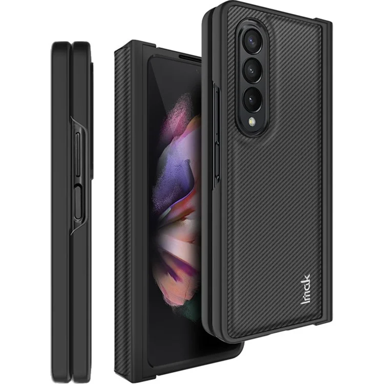 IMAK Ruiyi-Serie für Samsung Galaxy Z Fold4 5G Lederüberzogener PC-Gehäuse-Kratzschutz-Kohlefaser-Textur-Handyhülle