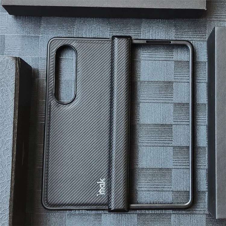 IMAK Ruiyi-Serie für Samsung Galaxy Z Fold4 5G Lederüberzogener PC-Gehäuse-Kratzschutz-Kohlefaser-Textur-Handyhülle