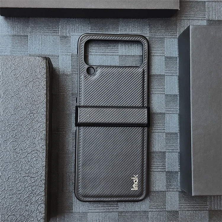 Serie IMAK Ruiyi para Samsung Galaxy Z Flip4 5G Funda de PC con textura de fibra de carbono recubierta de cuero a prueba de golpes