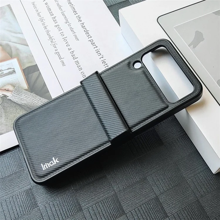 Serie IMAK Ruiyi para Samsung Galaxy Z Flip4 5G Funda de PC con textura de fibra de carbono recubierta de cuero a prueba de golpes