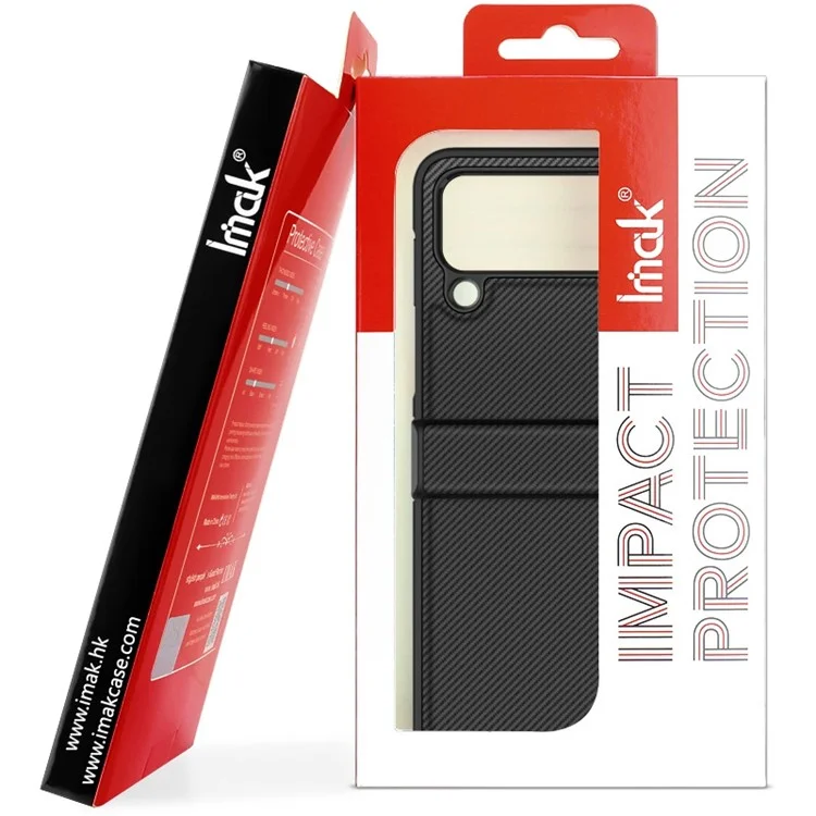 Serie IMAK Ruiyi para Samsung Galaxy Z Flip4 5G Funda de PC con textura de fibra de carbono recubierta de cuero a prueba de golpes