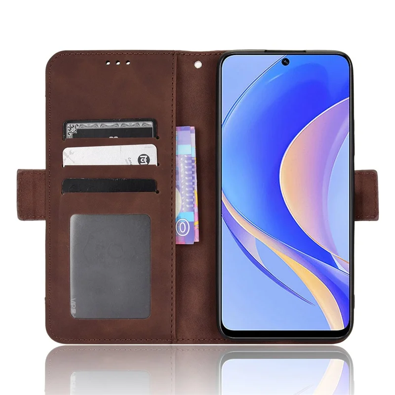 Coque de téléphone anti-chute pour Huawei nova Y90 4G / Enjoy 50 Pro 4G, étui portefeuille en cuir PU résistant aux rayures avec support et plusieurs fentes pour cartes - Marron