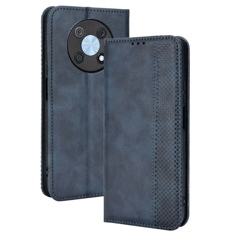Huawei Nova Y90 4G / Desfrute de 50 Pro 5g Vintage PU Cheale Pele de Capa Dopa Profuça Tape de Tape de Capa Para Profato de Proteção - Azul