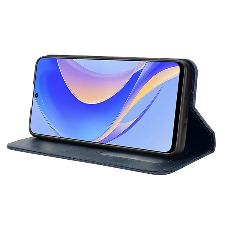 Huawei Nova Y90 4G / Desfrute de 50 Pro 5g Vintage PU Cheale Pele de Capa Dopa Profuça Tape de Tape de Capa Para Profato de Proteção - Azul