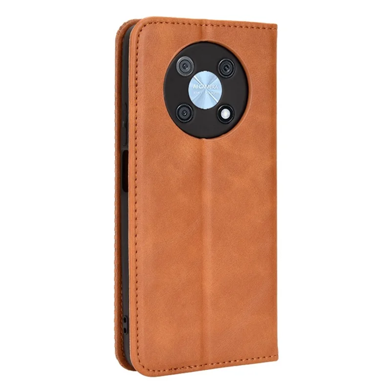 Huawei nova Y90 4G / Enjoy 50 Pro 4G Vintage PU-Leder-Handyhülle Stoßfeste Flip-Brieftaschenabdeckung mit Ständer Schutzhülle - Braun