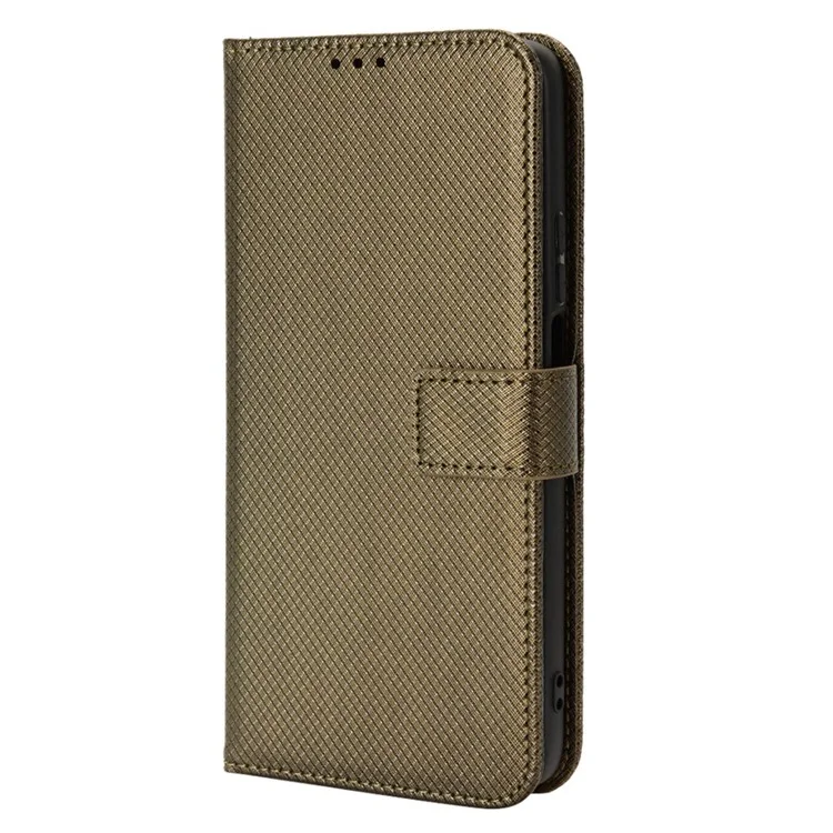 Capa de Telefone para Huawei nova Y90 4G / Enjoy 50 Pro 4G, Proteção Completa Textura de Diamante Couro PU Carteira de Telefone Celular com Alça - Marrom