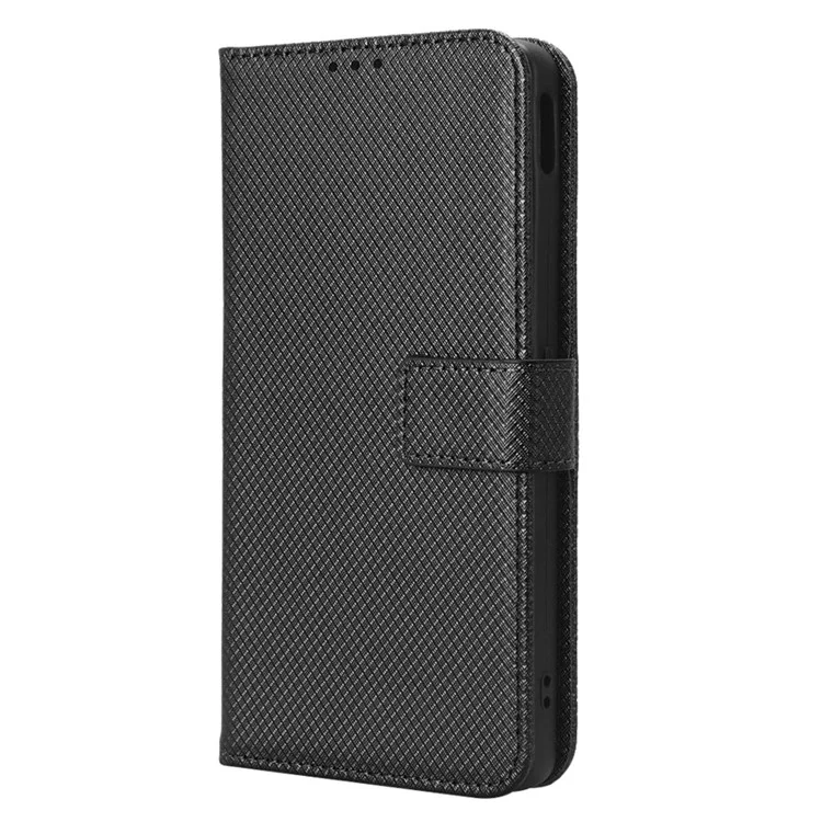 Shockproof Phone Wallet Case For ZTE nubia Z40S Pro 5G Diamond Texture PU Leather Cell Phone Cover with Strap - Black