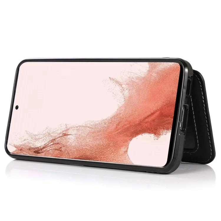Для Samsung Galaxy S22 + 5G Slots Design Design Phone Case Case pu Leather + Tpu-защитная Крышка - Черный