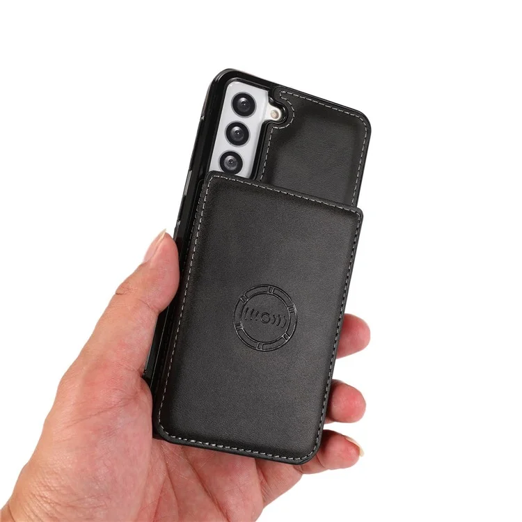 Для Samsung Galaxy S22 + 5G Slots Design Design Phone Case Case pu Leather + Tpu-защитная Крышка - Черный