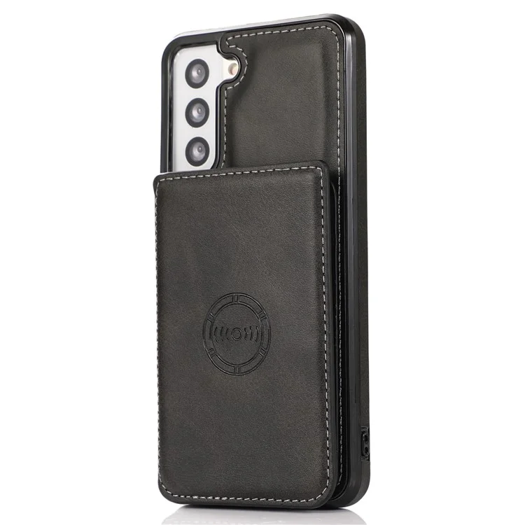 Для Samsung Galaxy S22 + 5G Slots Design Design Phone Case Case pu Leather + Tpu-защитная Крышка - Черный