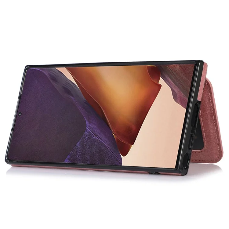 Pour Samsung Galaxy S22 Ultra 5G Slots Slots Design Telephone Back Case pu Leather + TPU Anti-drop Kickstand Cover Support Magnetic Car Solder - or Rose