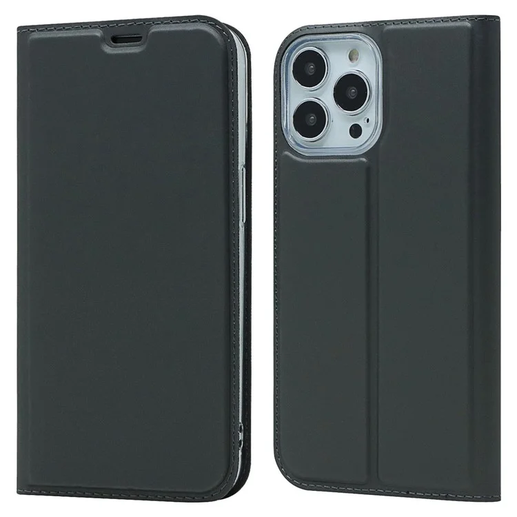 Para Iphone 14 Pro Max 6.7 Pulgadas PU Case de Cuero Diseño de la Ranura de la Ranura Magnetic Adsorción Cubierta de Teléfono a Prueba de Choques - Negro