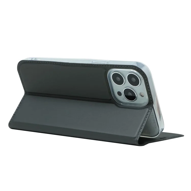 Para Iphone 14 Pro Max 6.7 Pulgadas PU Case de Cuero Diseño de la Ranura de la Ranura Magnetic Adsorción Cubierta de Teléfono a Prueba de Choques - Negro