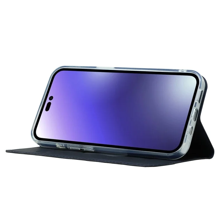 Para Iphone 14 Pro Max 6.7 Pulgadas PU Case de Cuero Diseño de la Ranura de la Ranura Magnetic Adsorción Cubierta de Teléfono a Prueba de Choques - Negro