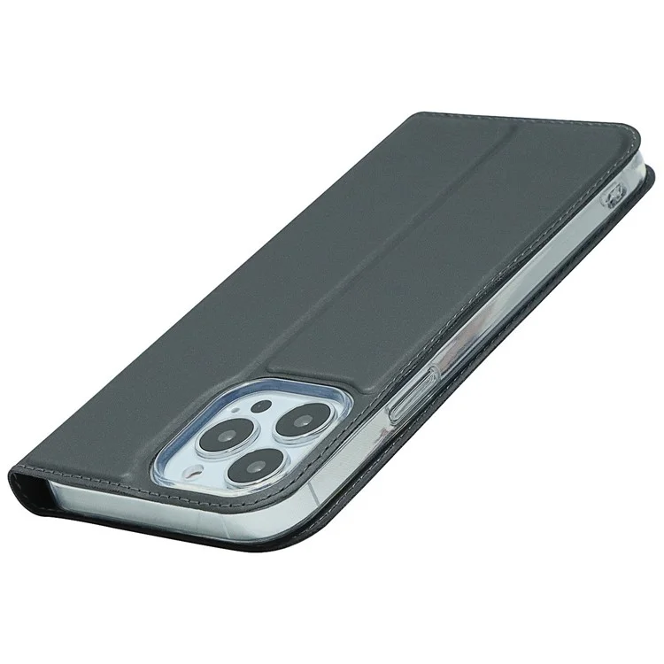 Para Iphone 14 Pro Max 6.7 Pulgadas PU Case de Cuero Diseño de la Ranura de la Ranura Magnetic Adsorción Cubierta de Teléfono a Prueba de Choques - Negro