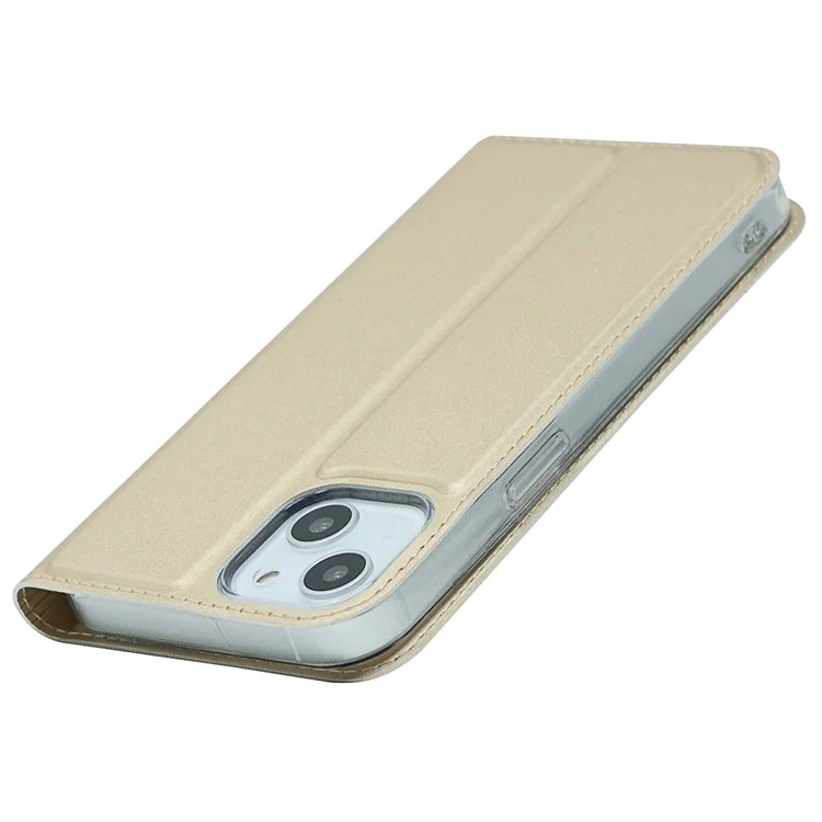 Pour Iphone 14 6,1 Pouces PU en Cuir Support de Support D'adsorption Magnétique Couvercle à L'épreuve du Téléphone Avec Fente de Carte - or