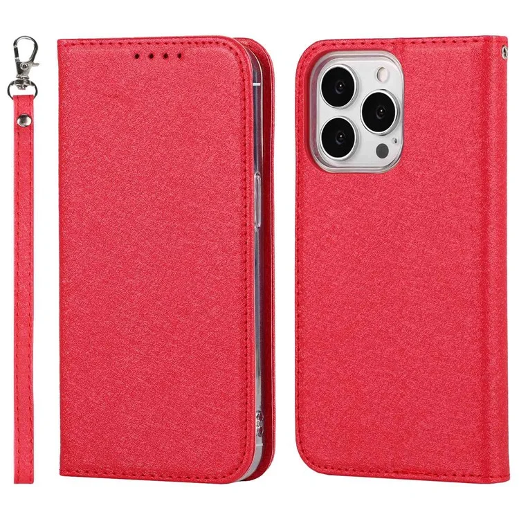 Para Iphone 14 Pro Max 6.7 Pulgadas Resistant de PU PU Textura de la Textura de la Textura de la Texta de la Corque de la Casa de la Casa de la Corque - Rojo