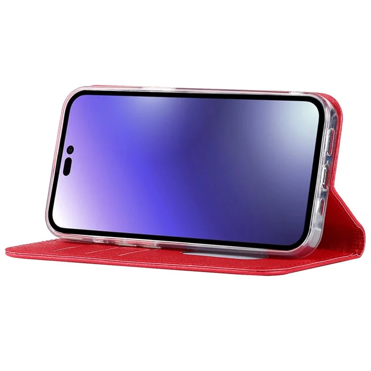 Para Iphone 14 Pro Max 6.7 Pulgadas Resistant de PU PU Textura de la Textura de la Textura de la Texta de la Corque de la Casa de la Casa de la Corque - Rojo