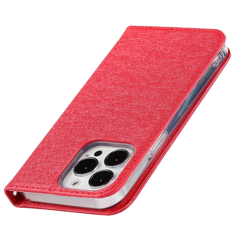 Para Iphone 14 Pro Max 6.7 Pulgadas Resistant de PU PU Textura de la Textura de la Textura de la Texta de la Corque de la Casa de la Casa de la Corque - Rojo
