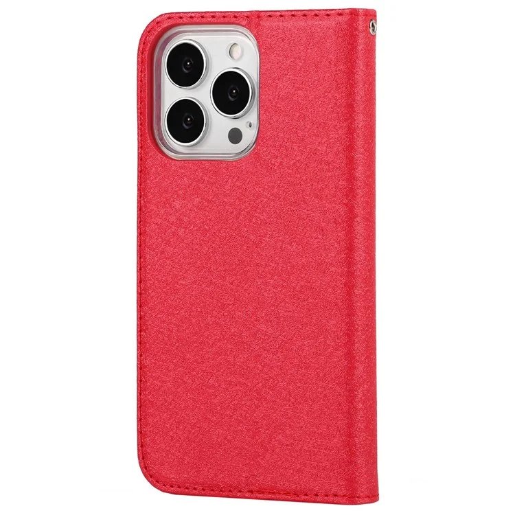 Para Iphone 14 Pro Max 6.7 Pulgadas Resistant de PU PU Textura de la Textura de la Textura de la Texta de la Corque de la Casa de la Casa de la Corque - Rojo