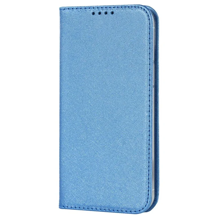 Para Iphone 14 6.1 Pulgadas PU Cuero Textura Anti-wear Telephear Phase Stand Anti-shock Willet Shell Con Correa Para la Muñeca - Azul