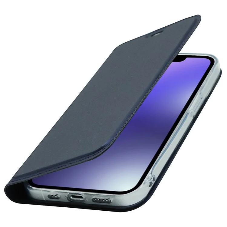 Para Iphone 14 Max 6.7 Pulgadas Anti-wear Flip PU Tarjeta de Cuero Case Soporte Diseño de Soporte de Soporte Magnético Cubierta Telefónica - Azul