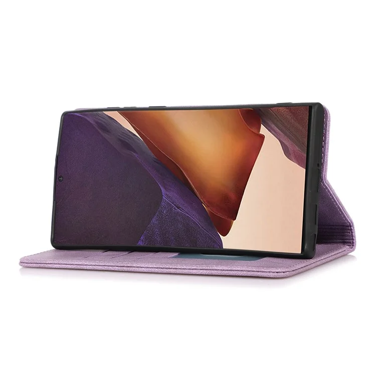 Pour Samsung Galaxy S22 Ultra 5G Anti-Fall Phone Case pu Leather Phone Shelbout Magnétique de Fermeture Magnétique Couverture Avec Portefeuille - Violet