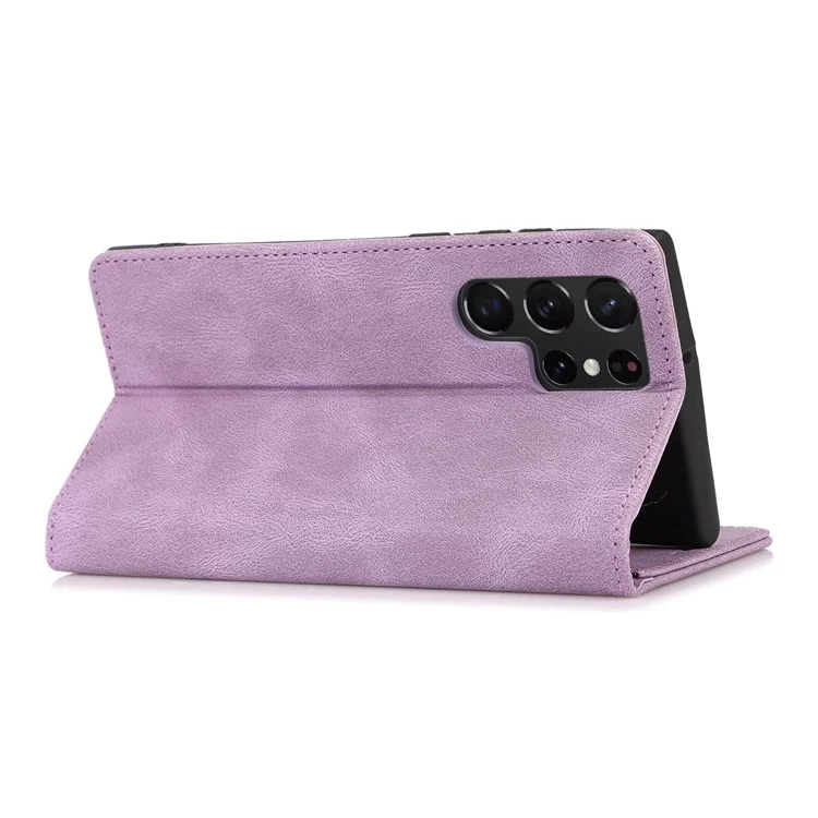 Pour Samsung Galaxy S22 Ultra 5G Anti-Fall Phone Case pu Leather Phone Shelbout Magnétique de Fermeture Magnétique Couverture Avec Portefeuille - Violet