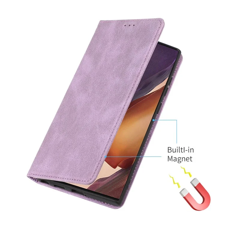 Pour Samsung Galaxy S22 Ultra 5G Anti-Fall Phone Case pu Leather Phone Shelbout Magnétique de Fermeture Magnétique Couverture Avec Portefeuille - Violet