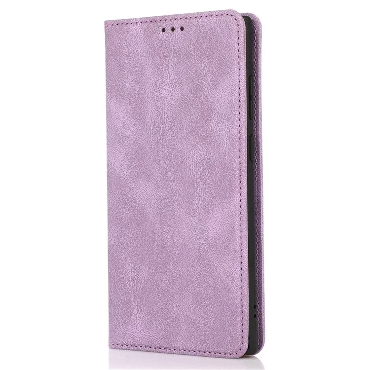Pour Samsung Galaxy S22 Ultra 5G Anti-Fall Phone Case pu Leather Phone Shelbout Magnétique de Fermeture Magnétique Couverture Avec Portefeuille - Violet
