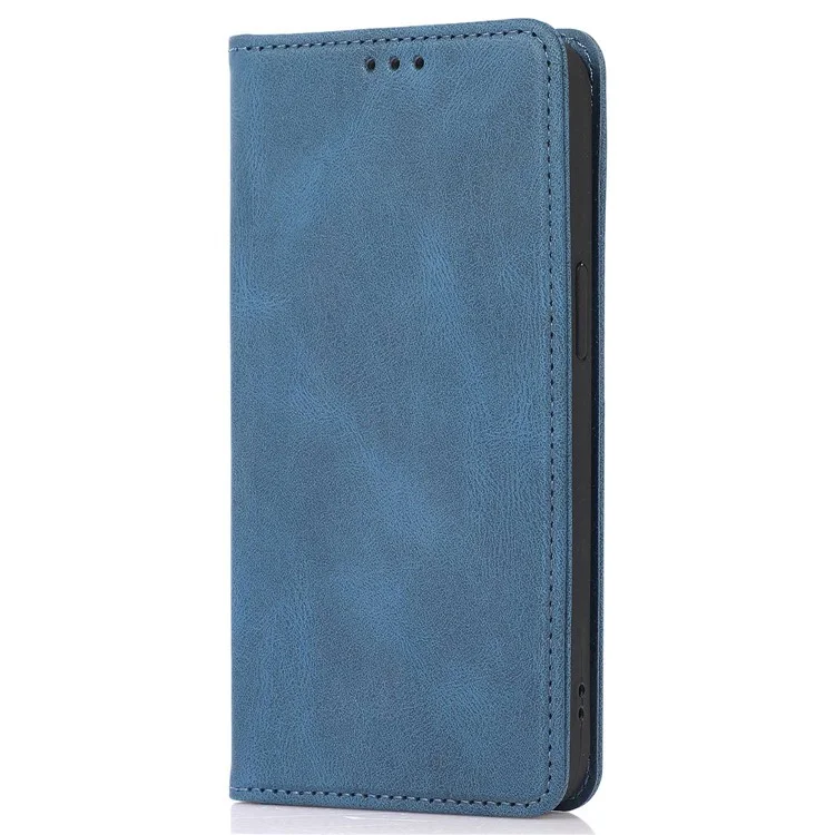 For iPhone 14 Pro 6.1 inch PU Leather Phone Case Shockproof Magnetic Adsorption Stand Wallet Shell - Blue