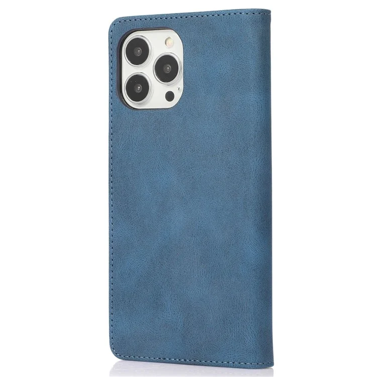 For iPhone 14 Pro 6.1 inch PU Leather Phone Case Shockproof Magnetic Adsorption Stand Wallet Shell - Blue