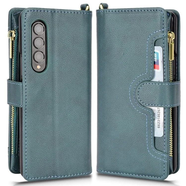 Pour Samsung Galaxy Z Fold4 5G Pockered Pocket Magnetin Closting Souple Designe - Vert