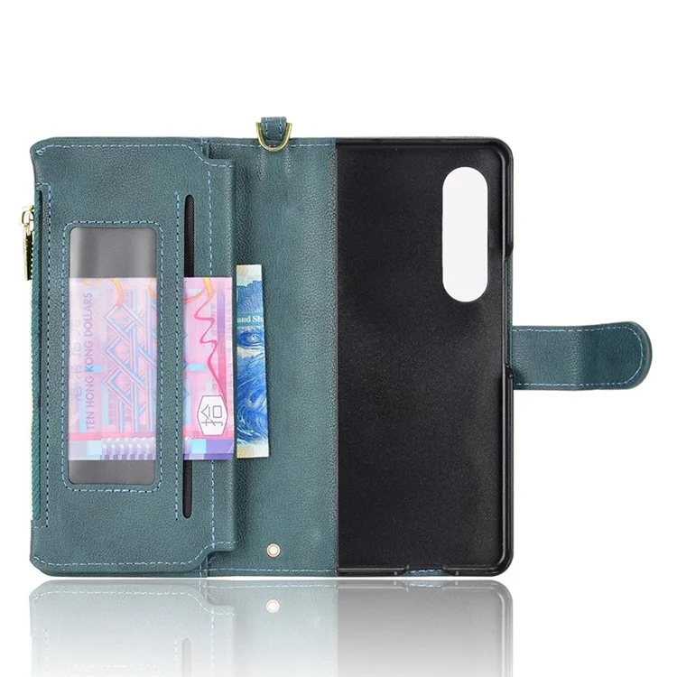 Pour Samsung Galaxy Z Fold4 5G Pockered Pocket Magnetin Closting Souple Designe - Vert